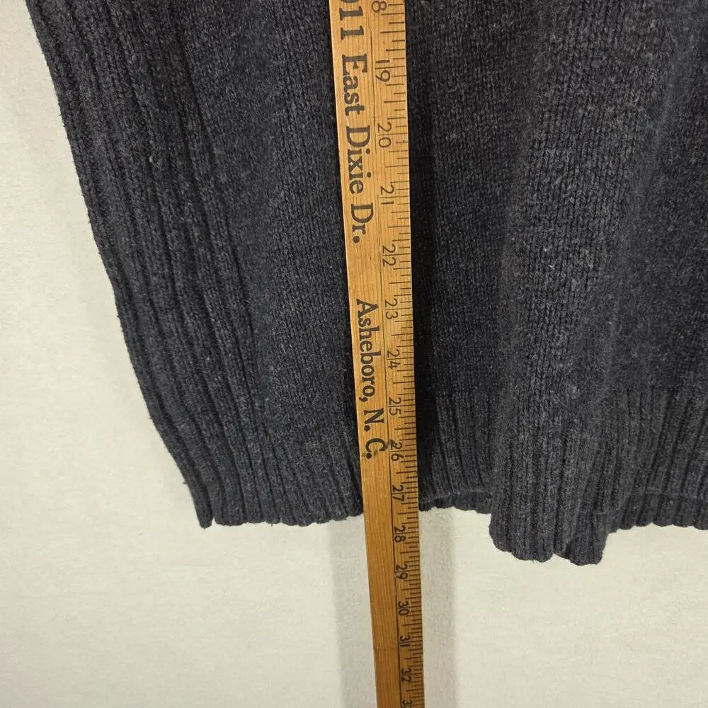 Vtg Gap Sweater Mens Large Gray 100% Lambs Wool Cotton 1/4 Zip Turtle Neck Hike